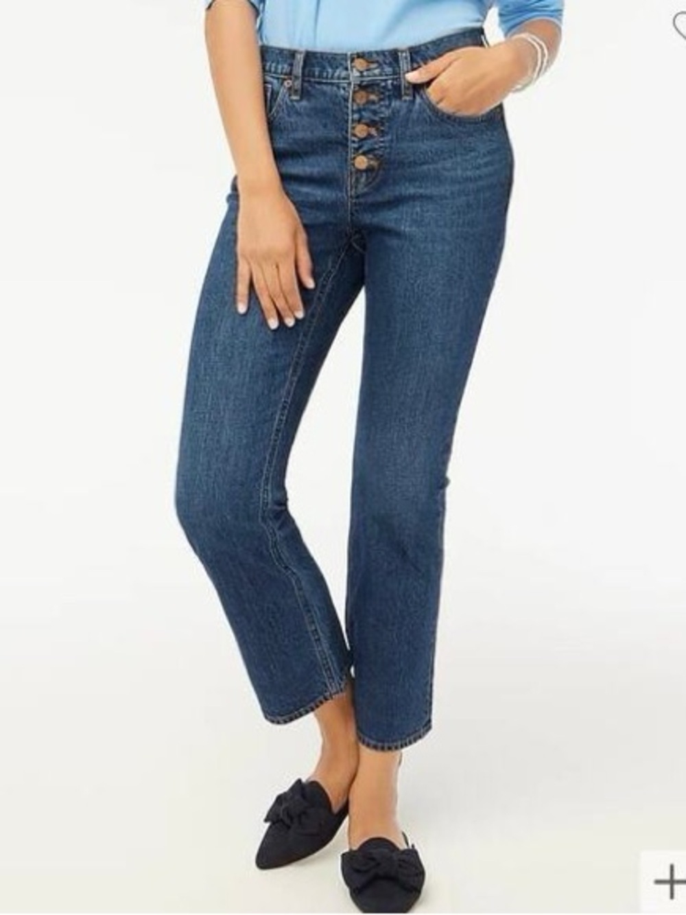 J. Crew Mid Rise Flare Crop Jeans Medium Wash Denim Button Fly